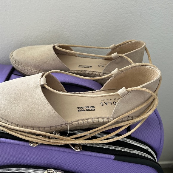 Fabiolas Spanish Espadrilles Alpargatas Suede Leather Almond Toe Ankle Ties 39 - Picture 4 of 11